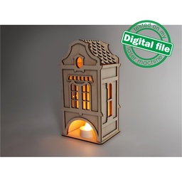 [00186875] DXF, SVG files for laser Light-up scandinavian house, tea light candle holder, Christmas Nursery decor, Glowforge, Material 1/8'' (3.2 mm)