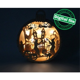 [00187706] DXF, SVG files for laser Light box Witches brew cauldron, Shadow box, Halloween decor, laser cutting, Material 3 mm or 4 mm