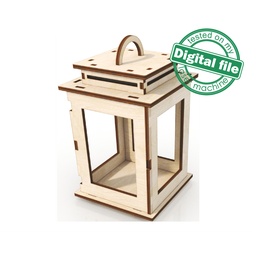 [00187315] DXF, SVG files for laser Candle lantern with opening door, Vector projects, Glowforge, Material thickness 1/8 inch (3.2 mm)