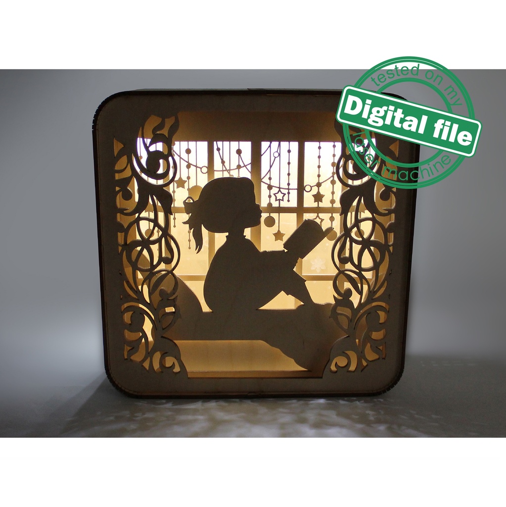 DXF, SVG files for laser Christmas Evening, Shadow box, Light-up ...
