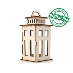 [00187314] DXF, SVG files for laser, Candle lantern with opening door, Vector projects, Glowforge, Material thickness 1/8 inch (3.2 mm)