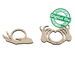 [0184156] DXF, SVG files Skeleton hands napkin rings, 2 different designs, Cricut, Silhouette, Laser Cut, table setting, Halloween, Scary Night