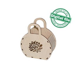 [0181847] DXF, SVG files for laser Wooden handbag Chrysanthemum, Mother day, Bridesmaid gift, Flower basket, Glowforge, Material 1/8'' (3.2 mm)