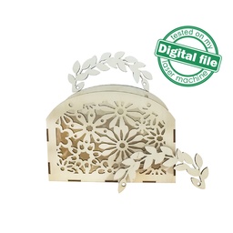 [0181849] DXF, SVG files for laser Wooden handbag Flower pattern, Mother day, Bridesmaid gift, Flower basket, Glowforge, Material 1/8'' (3 mm)
