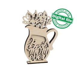 [00187338] SVG, DXF Laser cut Multilayer Wedding decoration Vase with flowers, Shape,Paint by Line,Glowforge, Mother's day gift,Material 1/8'' (3.2 mm)