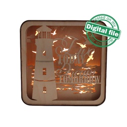 [00186391] DXF, SVG files for laser Light box Lighthouse, Live today, dream tomorrow, Vector project, Glowforge, Material thickness 1/8 inch (3.2 mm)