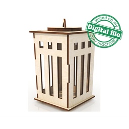 [00187316] DXF, SVG files for laser Candle lantern with opening door, Vector projects, Glowforge, Material thickness 1/8 inch (3.2 mm)