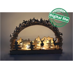 [00187526] DXF file for laser Large Wooden Decoration Electrically Illuminated Light Arch,Wood Schwibbogen, Centerpiece, Light-up Christmas, SVG, PDF
