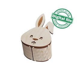 [0182380] DXF, SVG files for laser Easter gift box Bunny, flexible plywood, tooth fairy box, Glowforge, Material thickness 1/8 inch (3.2 mm)