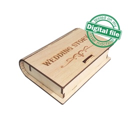 [0182390] DXF, SVG files for laser Gift Book Box for flash card Wedding store, living hinge, flexible plywood, Glowforge, Material 1/8'' (3.2 mm)