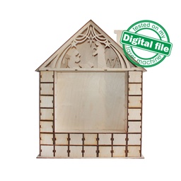 [0184151] DXF, SVG files for laser Advent 24 days calendar Holy Night, Baby Jesus, Nativity Scene, Deva Maria, Bethlehem, Material 1/8 inch (3.2 mm)