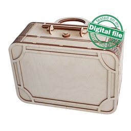 [00186284] DXF, SVG files for laser Retro Wooden Suitcase, Vintage Handmade clutch, flexible plywood, Living hinge, Glowforge, Material 1/8'' (3.2 mm)