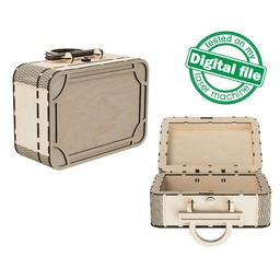 [00186284] DXF, SVG files for laser Retro Wooden Suitcase, Vintage Handmade clutch, flexible plywood, Living hinge, Glowforge, Material 1/8'' (3.2 mm)