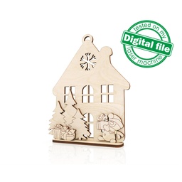 [00187775] DXF, SVG files for laser Christmas 3D decor Snowman with gifts,Mantel decor,Vector project, Glowforge, Material thickness 1/8'' (3.2 mm)