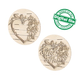 [00187820] DXF, SVG Files Two different design Floral heart panel, Cricut, Silhouette, Glowforge, Valentine's day, Wedding decor, door hanger template