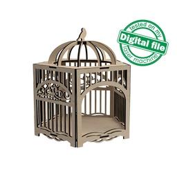 [0177780] DXF, SVG files for laser Decorative french wooden bird cage, Wedding decor, Glowforge ready, Material thickness 3.2 mm (1/8 inch)