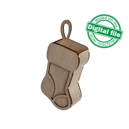 [00186772] DXF, SVG files for laser Christmas Fireplace Decor Wooden Mantel stockings, Candy gift box, Two Design inside, Material 1/8'' (3.2 mm)