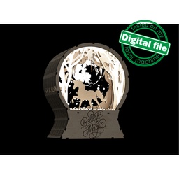 [00186633] DXF, SVG files for laser Light Up Snow Globe, Believe in magic, unicorn, enchanted forest, starry sky, glowing moon, nursery decor