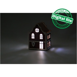 [00187255] DXF, SVG files for laser Illuminated decorative Scandinavian house, Night light, Christmas Nursery decor, Glowforge, Material 1/8'' (3.2 mm)