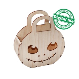 [0184154] DXF, SVG files for laser Halloween Wooden handbag Jack skellington, Vector project, Glowforge, Material thickness 1/8 inch (3.2 mm)