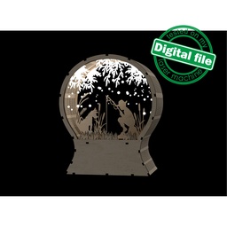 [0184051] DXF,SVG files for laser Light Up Snow Globe, Father's day gift, boy fishing, dog, reeds, fisherman, nursery decor