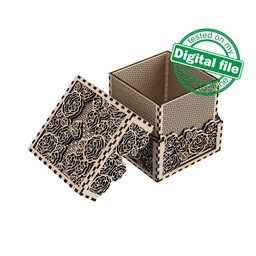 [0183485] DXF, SVG files for laser Multilayered Big box Roses, fairy, openwork box, wedding gift, Storage Box, Glowforge, Material 1/8'' (3.2 mm)