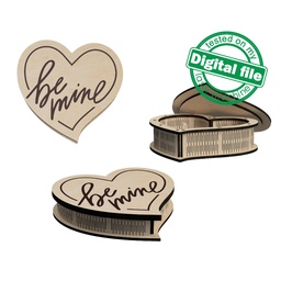 [0177743] DXF, SVG files for laser Be mine, Graceful Heart, Wedding engagement ring box, Flexible Plywood, Material thickness 3.2 mm (1/8 inch)