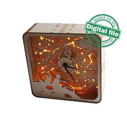 [00184772] DXF, SVG files for laser Unique clock Little Prince, Glowforge, Material thickness 1/8 inch (3.2 mm), Light decor, Layered Ornament pattern
