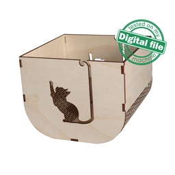 [00187101] DXF, SVG files for laser Cat box, Crochet Storage Box, Knitting Yarn Box, Vector project, Glowforge, Material thickness 1/8 inch (3.2 mm)