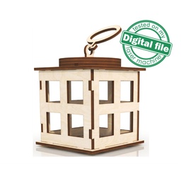 [00187313] DXF, SVG files for laser Tiny candle lantern with movable handle and opening door, Vector projects, Glowforge, Material thickness 1/8 inch (3.2 mm)