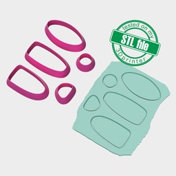 [2002323] Organic Combo #5, Gemstone, Digital STL File For 3D Printing, Polymer Clay Cutter, Earrings, 5 different designs