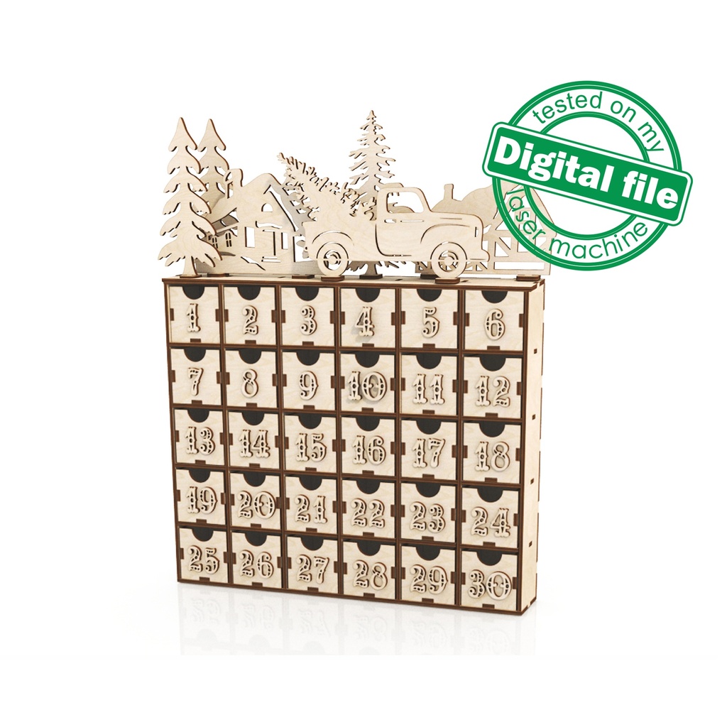svg-dxf-laser-cut-files-advent-calendar-24-or-30-days-vintage-retro-truck-winter-forest-village-christmas-decor-material-3-mm-1-8-starlingsvg-files-for-machine-tools