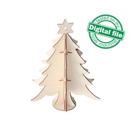 [00186700] DXF, SVG files for laser Christmas decor Tree Table Figurine with star, Candy bar, Glowforge, Material thickness 3.2 mm