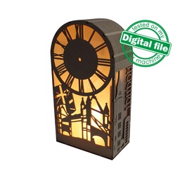 [00185642] DXF, SVG files for laser Unique Modern clock London, Night Lamp, flexible plywood, Clock face, Glowforge ready, Material 1/8'' (3.2 mm)