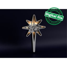 [00187798] DXF, SVG files for laser Light Cross Bethlehem Star, Christmas Ornament, Glowforge, Layered Ornament pattern