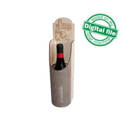 [00186204] DXF, SVG files for laser Gift Wine box Tuscany, Living hinge, flexible plywood, engraved retro pattern, Glowforge, Material 1/8'' (3.2 mm)