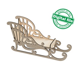 [0178333] DXF, SVG files for laser Christmas Openwork decorative sleigh, Candy bar, Glowforge, Material thickness 3.2 mm