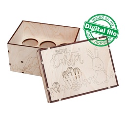 [00185403] DXF, SVG files for laser Easter gift eggs box, outline for coloring,craft with children, Happy Easter DIY, Glowforge,Material 1/8'' (3.2 mm)