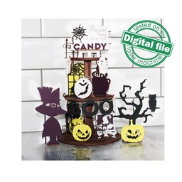 [00187709] SVG, DXF Laser cut files Halloween tiered tray decor, Mega Bundle Sign Pack, Diy paint kit, Basket tags, Material thickness 3.2 mm