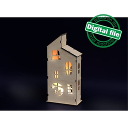 [00186663] DXF, SVG files for laser Halloween Haunted House Ghost, Candy bar decor, Vector project, Glowforge, Material thickness 1/8 inch (3.2 mm)