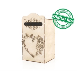 [00187825] DXF, SVG files for laser Wedding card box, money box, Glowforge, Engagement Card Box, Wedding Decor, Material 1/8 inch (3.2 mm)