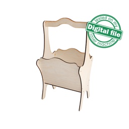 [00186377] DXF, SVG files for laser Large Wooden Magazine Rack, Vintage Magazine Holder, Home Office, CNC Router, Material thickness 6 mm