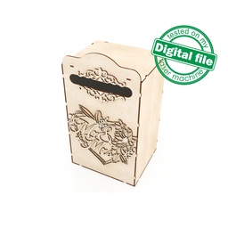 [00187826] DXF, SVG files for laser Wedding card box, money box, Vector projects, Glowforge, Engagement Card Box, Wedding Decor 1/8 inch (3.2 mm)