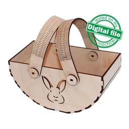[00185291] DXF, SVG files for laser Easter Wooden Basket with Rabbit, Baking Foodie Gift Ideas, Easter Hunting, Glowforge, Material 1/8 inch (3.2 mm)