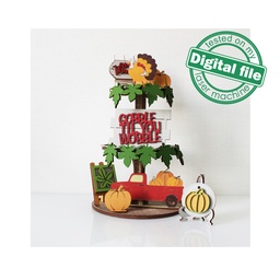 [00187729] SVG, DXF Laser cut files Thanksgiving Day tiered tray decor, Mega Bundle Sign Pack, Diy paint kit, Basket tags, Material thickness 3.2 mm