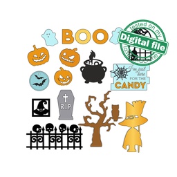 [00187652] SVG, DXF Laser cut files Halloween tiered tray decor, Mega Bundle Sign Pack, Diy paint kit, Basket tags, Material thickness 3.2 mm