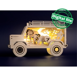 [00187448] DXF, SVG files for laser cut Safari. Big five African animals: elephant, lion,leopard,rhinoceros,buffalo, backlight, 1/8'' (3.2 mm) material