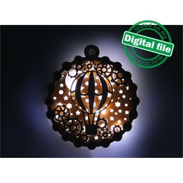 [00187122] DXF, SVG files for laser Light-Up Multilayer Ornament, Home decor, Glowforge ready, Silhouette, Cricut, Nursery Decor, Air Balloon and Gears