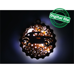 [00187121] DXF, SVG files for laser Light-Up Multilayer Ornament, Home decor, Glowforge ready, Silhouette, Cricut, Nursery Decor, Сar and Gears