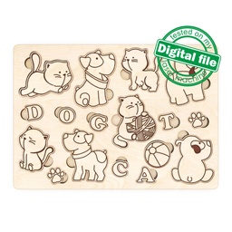 [00187574] DXF, SVG, PDF files for laser cut Puzzle, Paint your own Cats&Dogs, Ready to paint, Kids craft and activity,Montessori puzzles diy,engraving